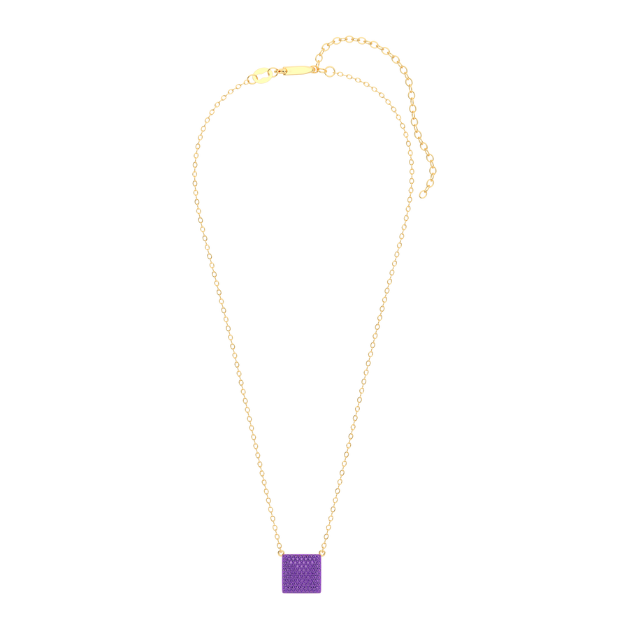 Hello Ella Cube Pendant Necklace in Purple