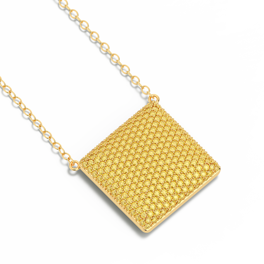 Hello Ella Cube Pendant Necklace in Yellow
