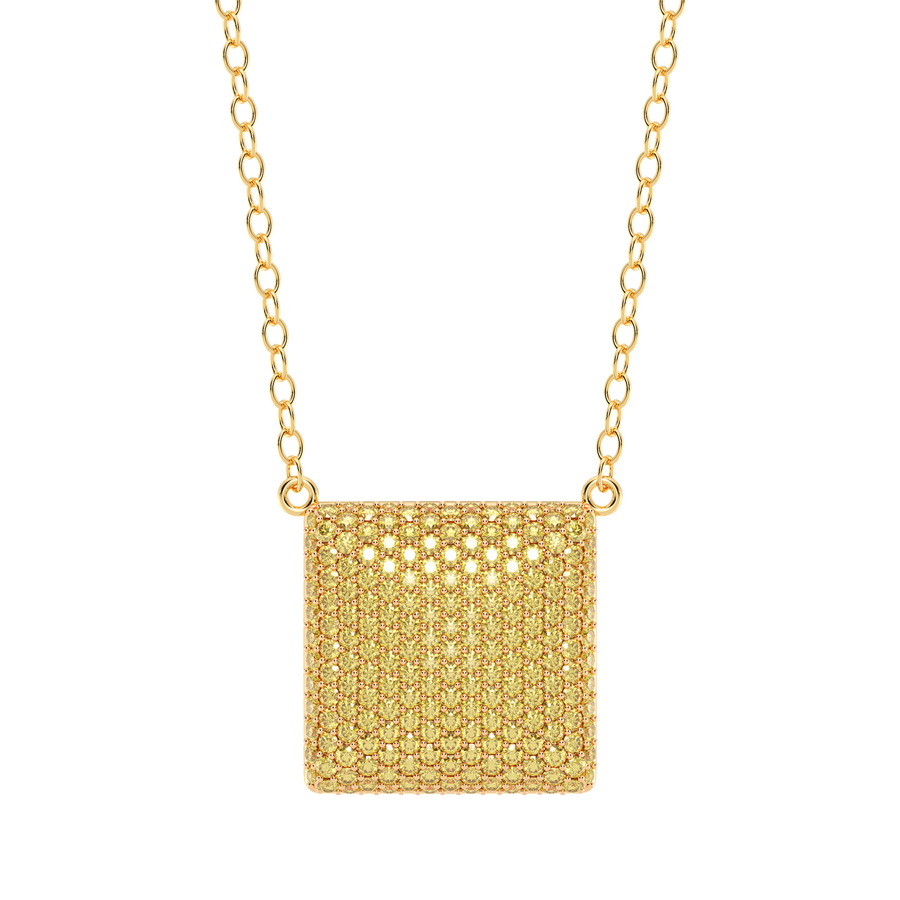 Hello Ella Cube Pendant Necklace in Yellow