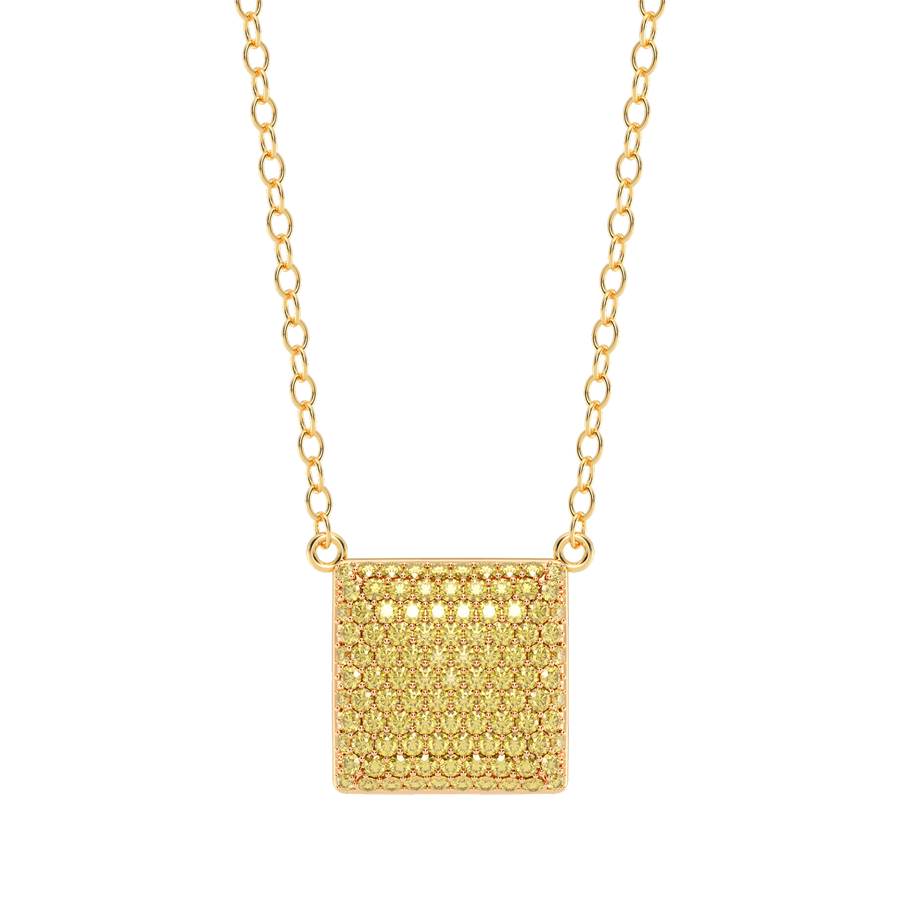 Hello Ella Cube Pendant Necklace in Yellow