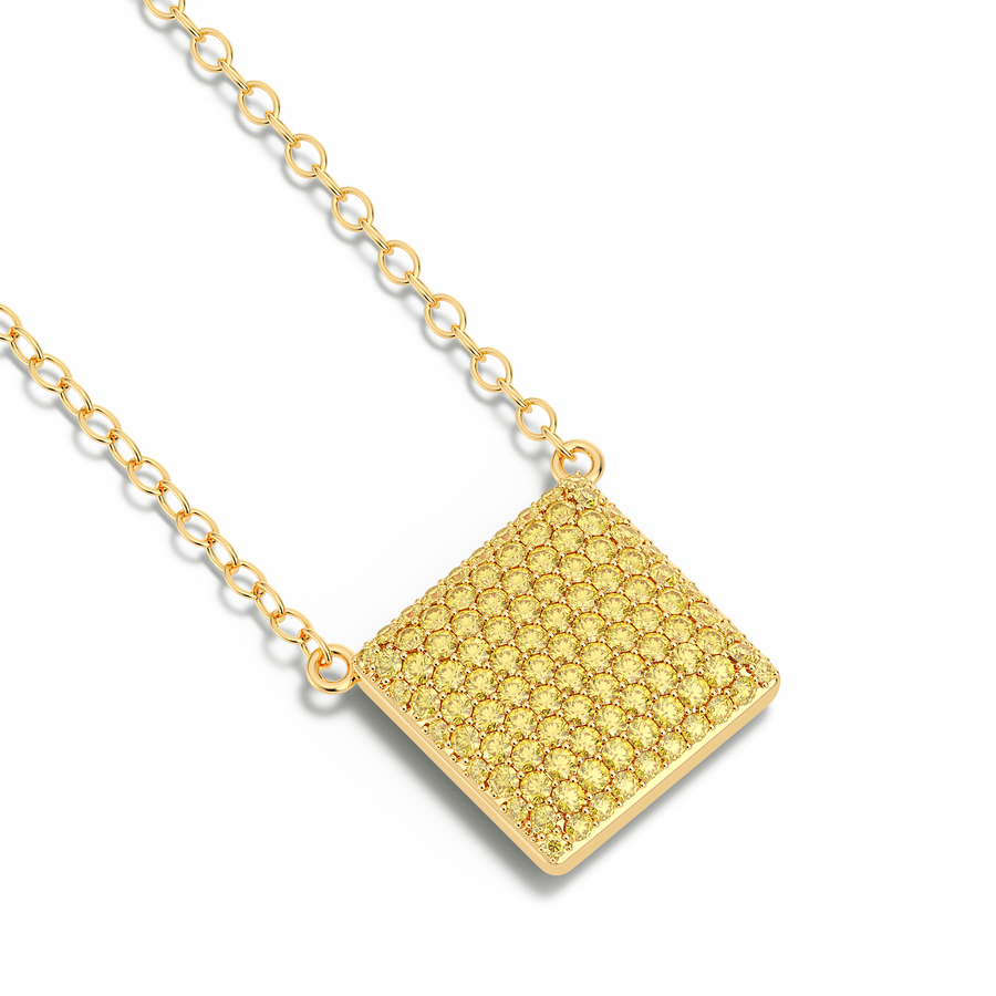 Hello Ella Cube Pendant Necklace in Yellow