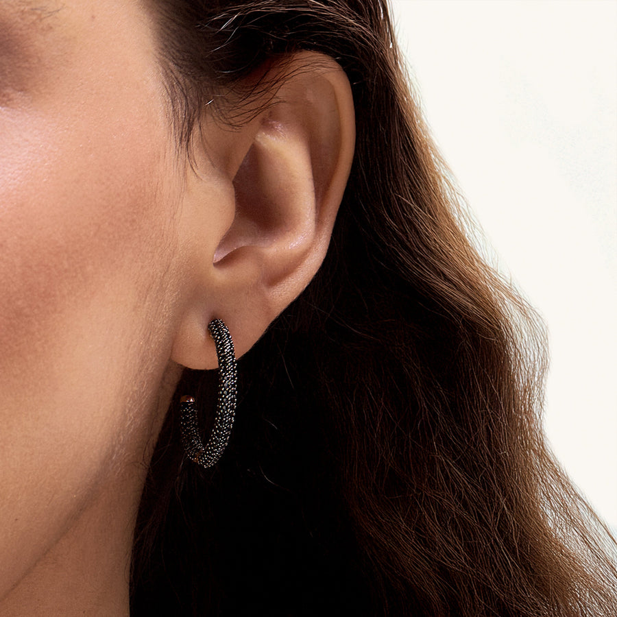 Hello Ella Hoop Earrings in Black