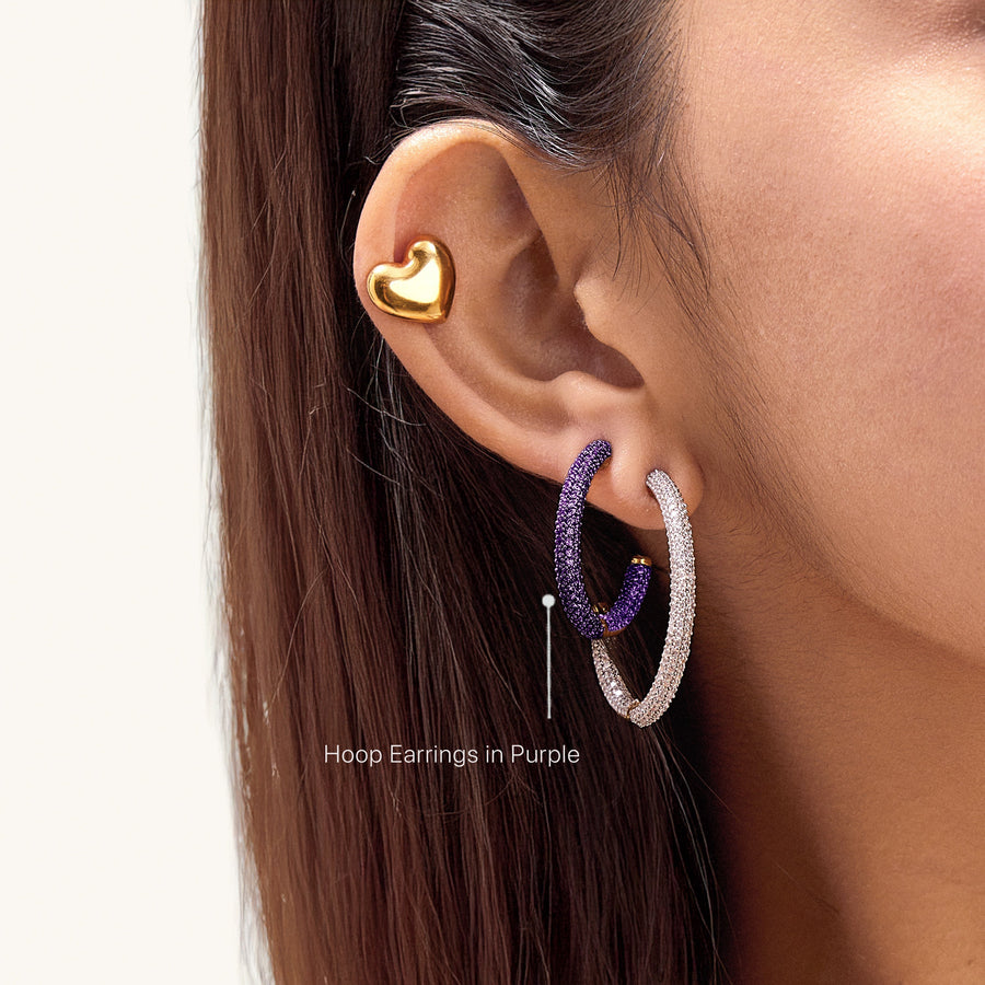 Hello Ella Hoop Earrings in Purple