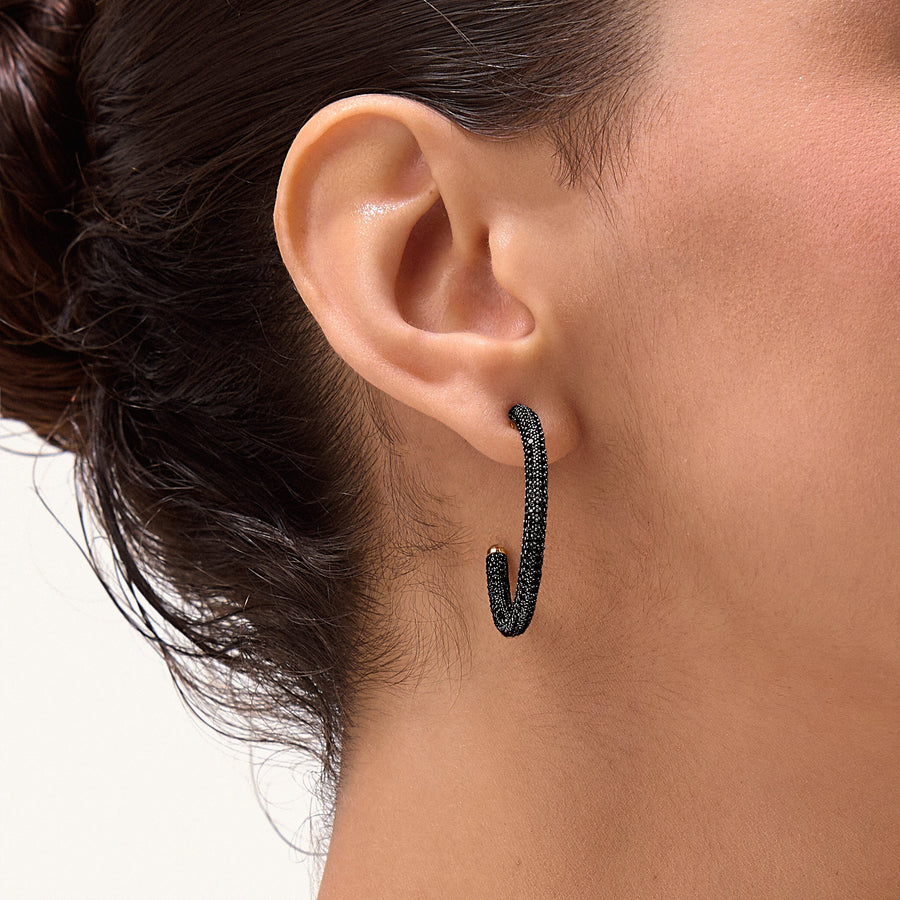 Hello Ella Hoop Earrings in Black