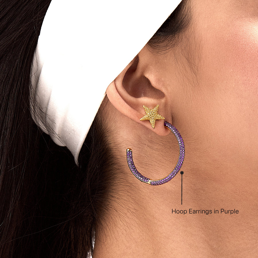 Hello Ella Hoop Earrings in Purple