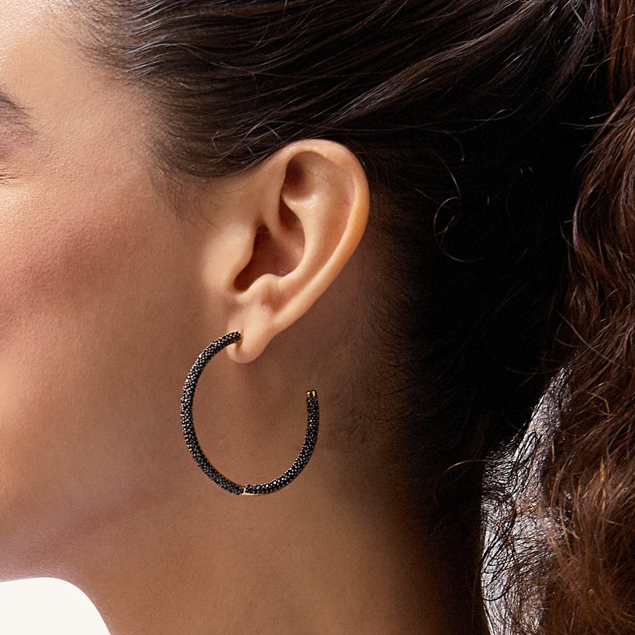 Hello Ella Hoop Earrings in Black
