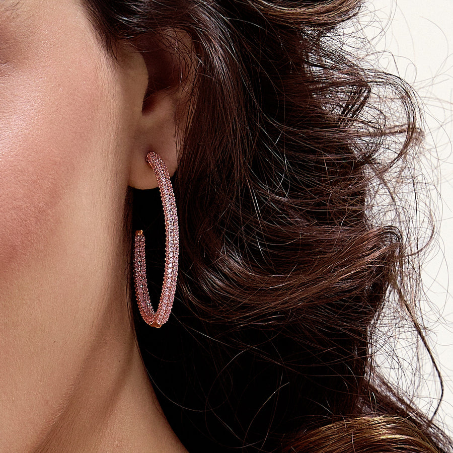 Hello Ella Hoop Earrings in Pink
