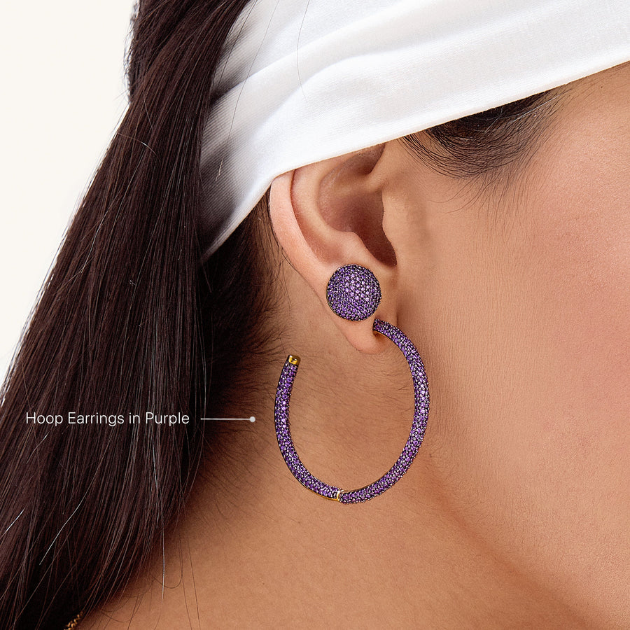Hello Ella Hoop Earrings in Purple