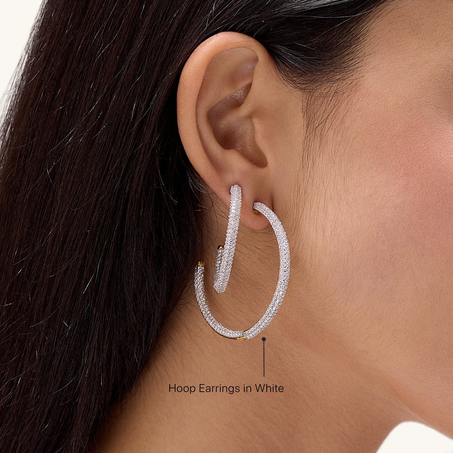Hello Ella Hoop Earrings in White