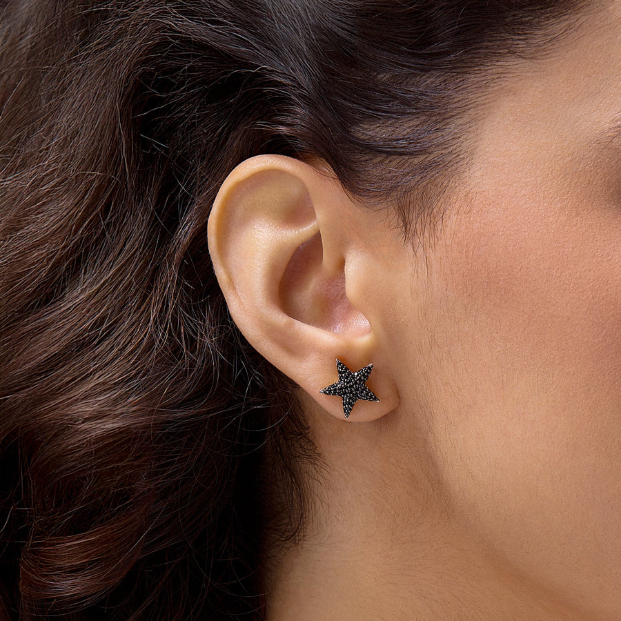 Hello Ella Star Studs in Black