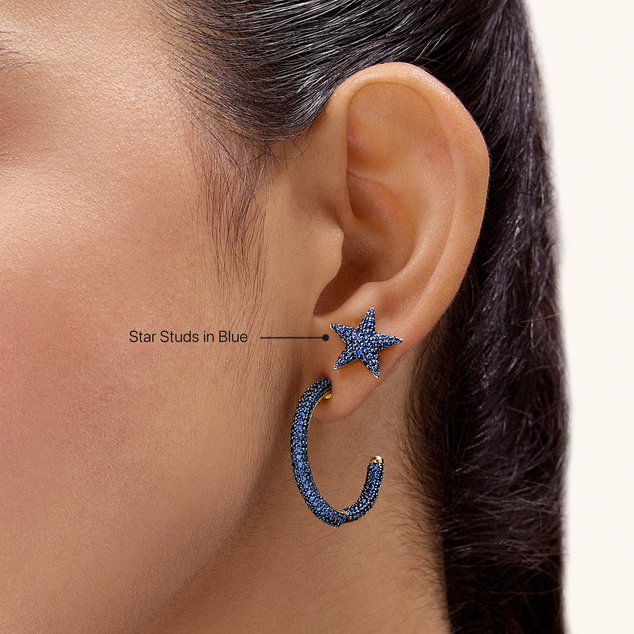 Hello Ella Star Studs in Blue