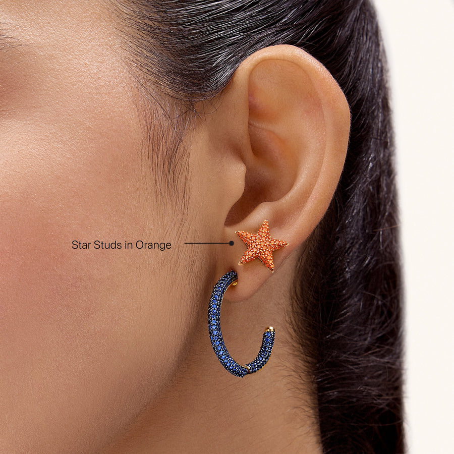 Hello Ella Star Studs in Orange