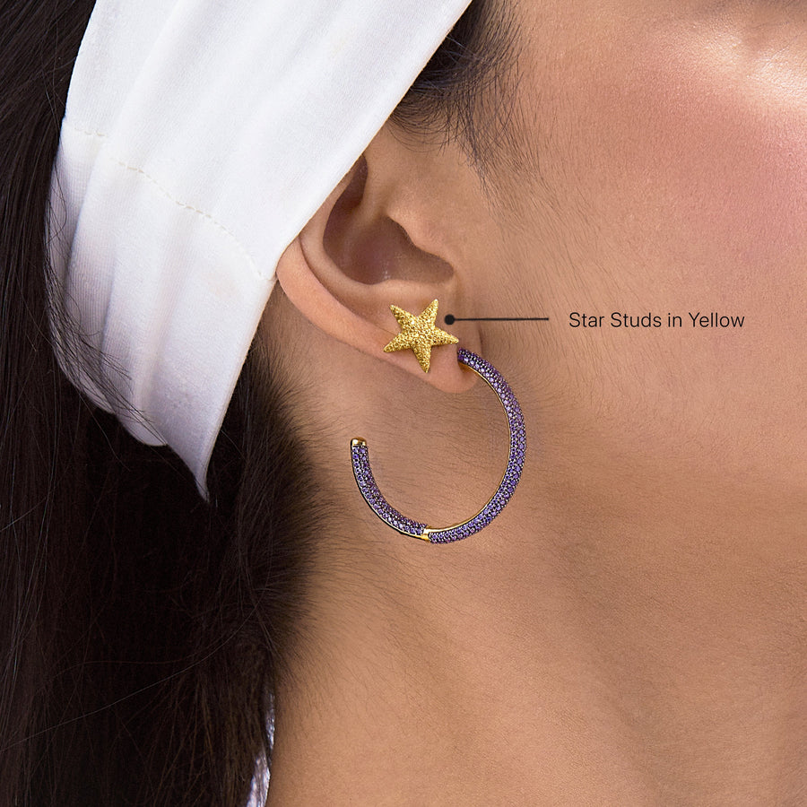 Hello Ella Star Studs in Yellow