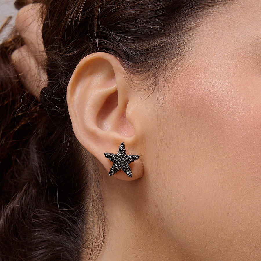 Hello Ella Star Studs in Black
