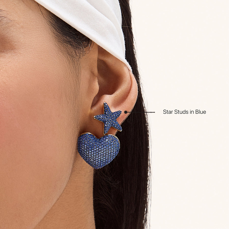 Hello Ella Star Studs in Blue
