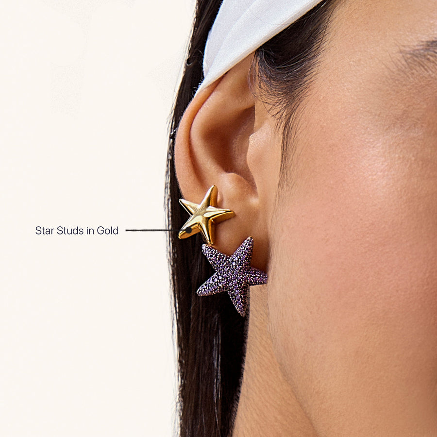 Hello Ella Star Studs in Gold