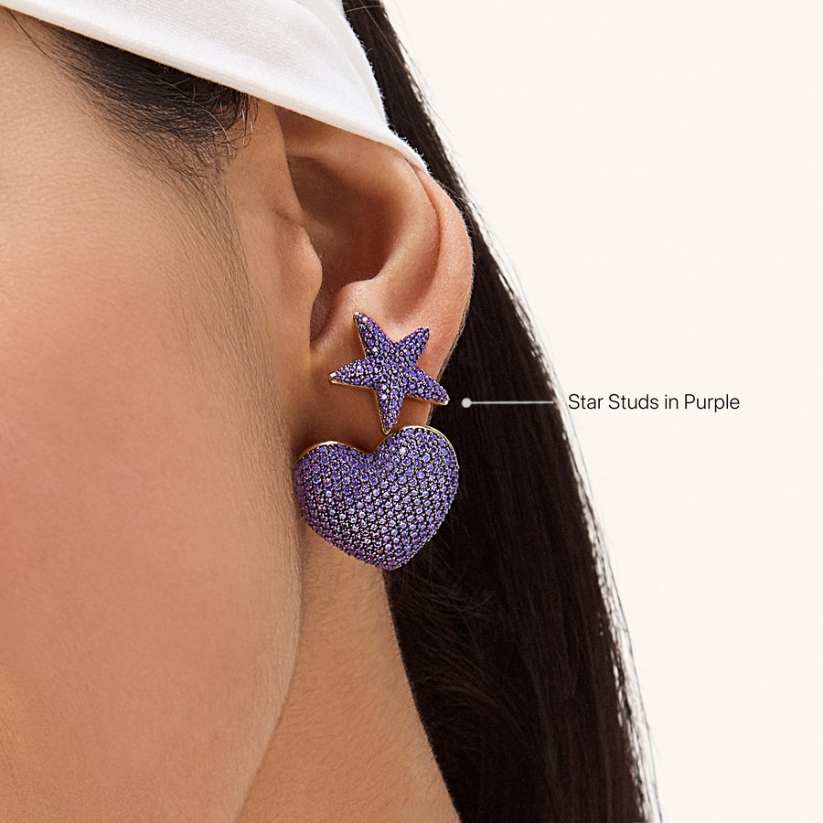 Hello Ella Star Studs in Purple