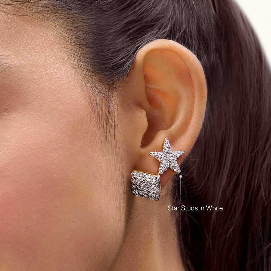Hello Ella Star Studs in White
