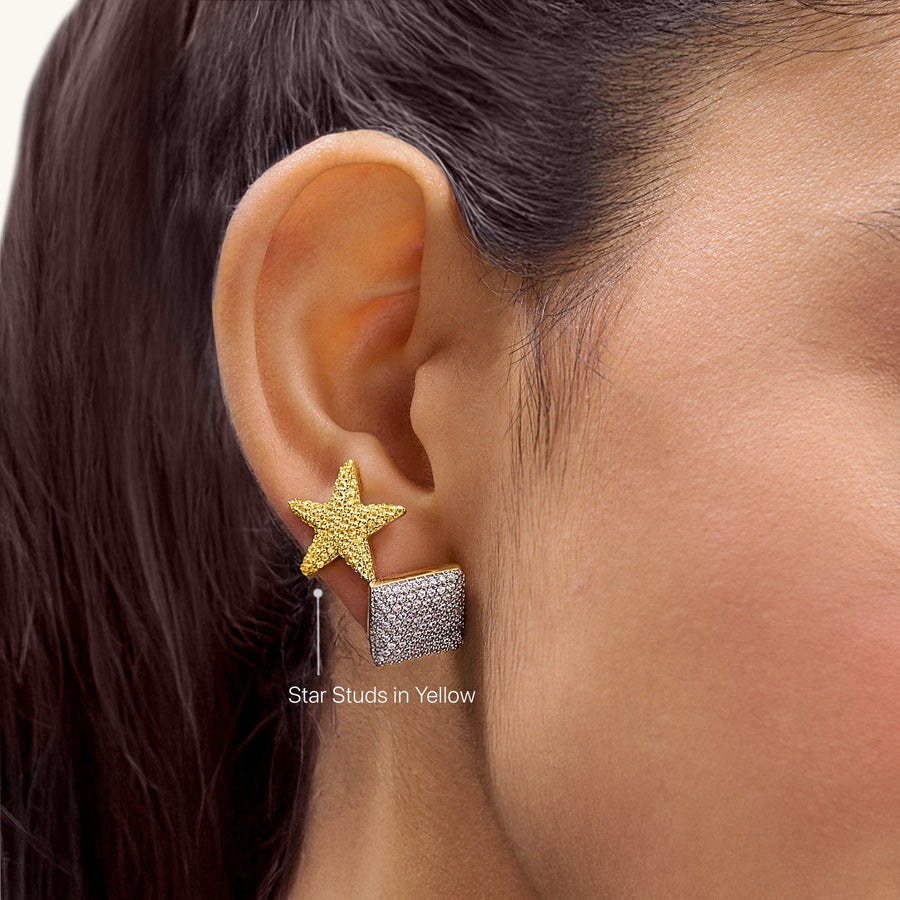 Hello Ella Star Studs in Yellow