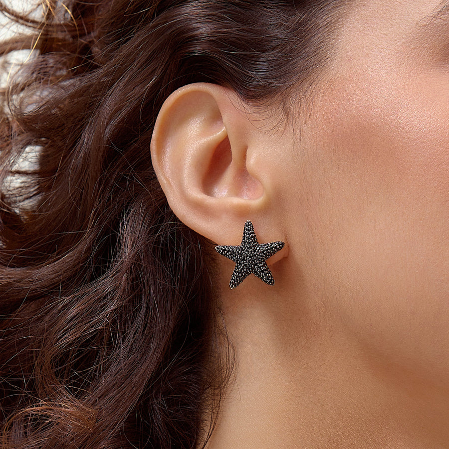 Hello Ella Star Studs in Black