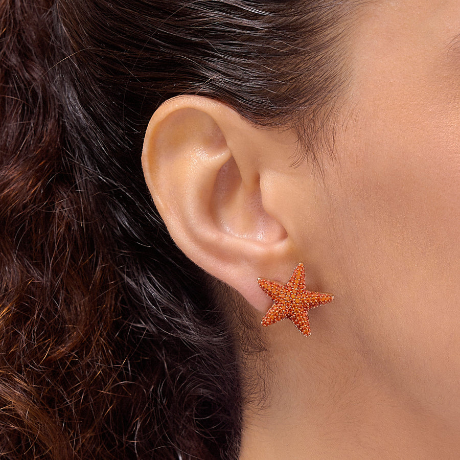 Hello Ella Star Studs in Orange