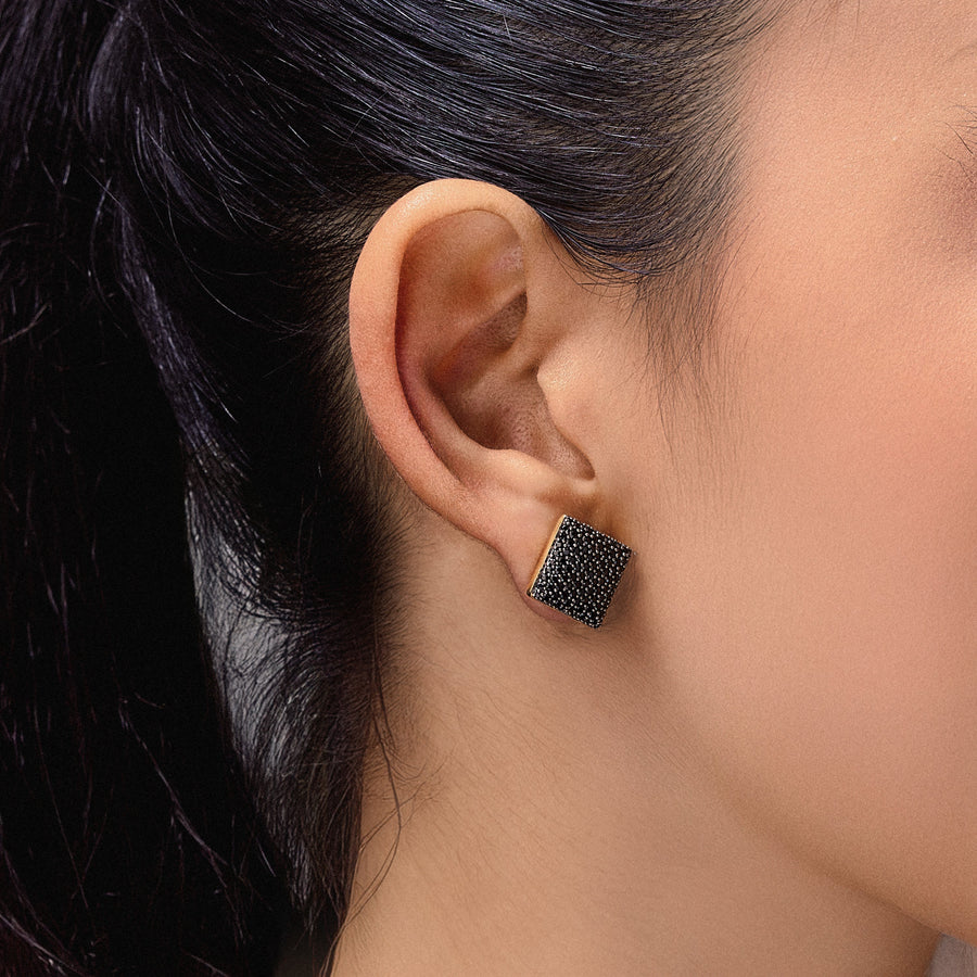 Hello Ella Cube Studs in Black