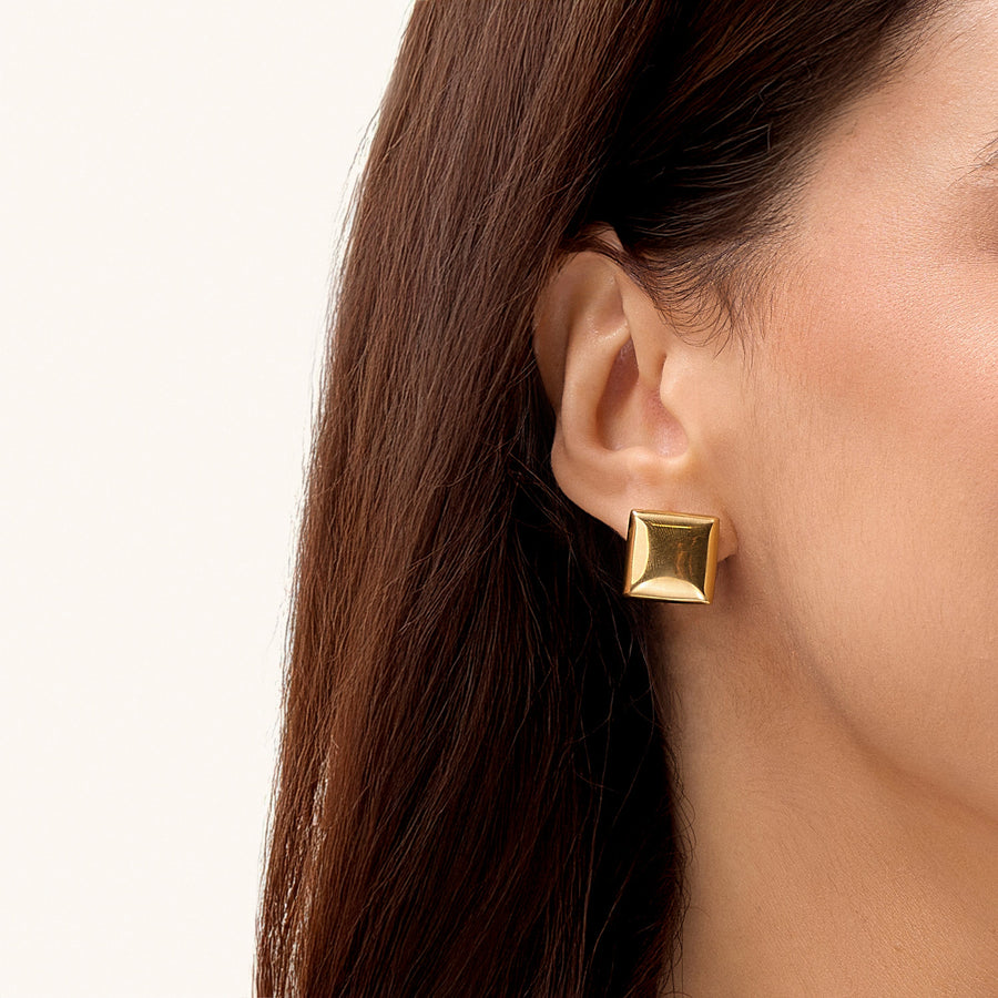 Hello Ella Cube Studs in Gold