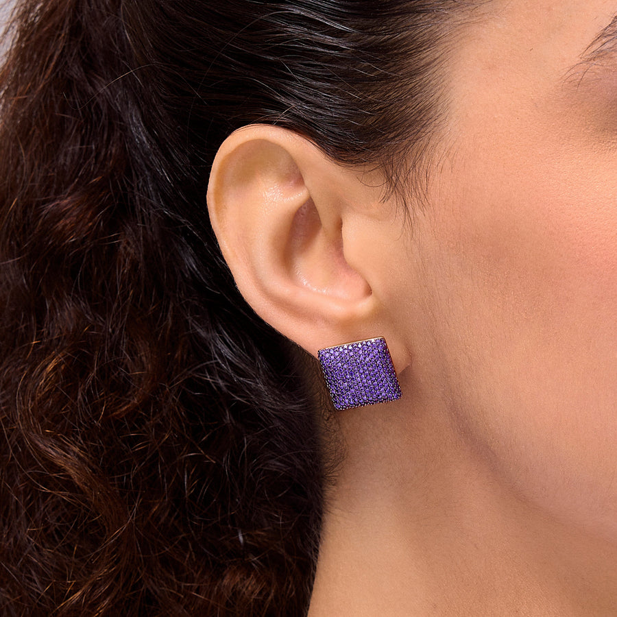 Hello Ella Cube Studs in Purple