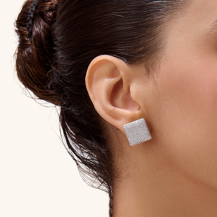 Hello Ella Cube Studs in White