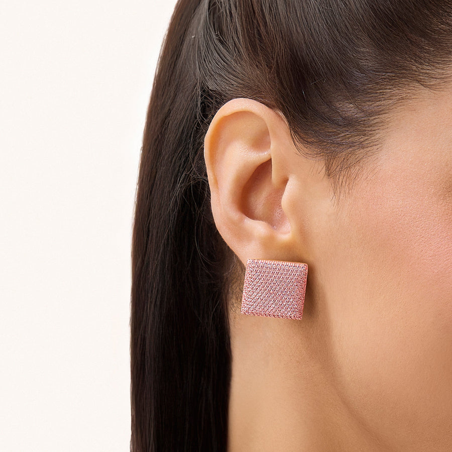Hello Ella Cube Studs in Pink