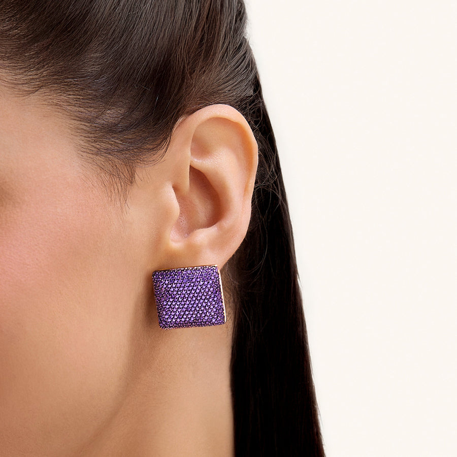Hello Ella Cube Studs in Purple