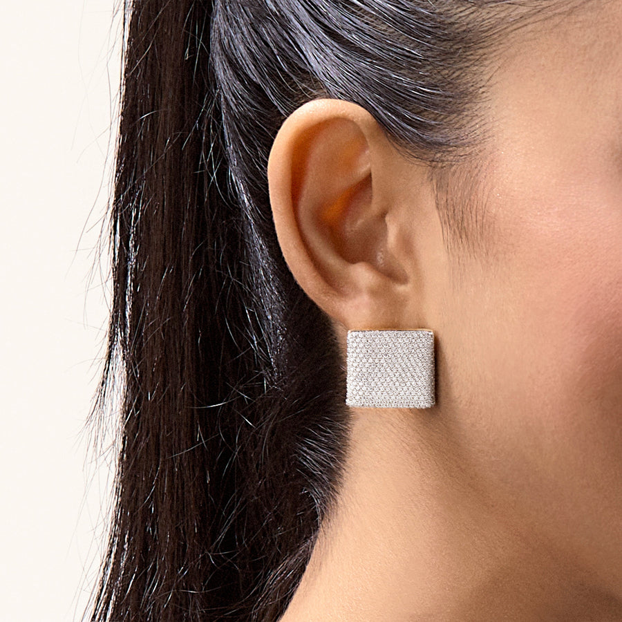 Hello Ella Cube Studs in White
