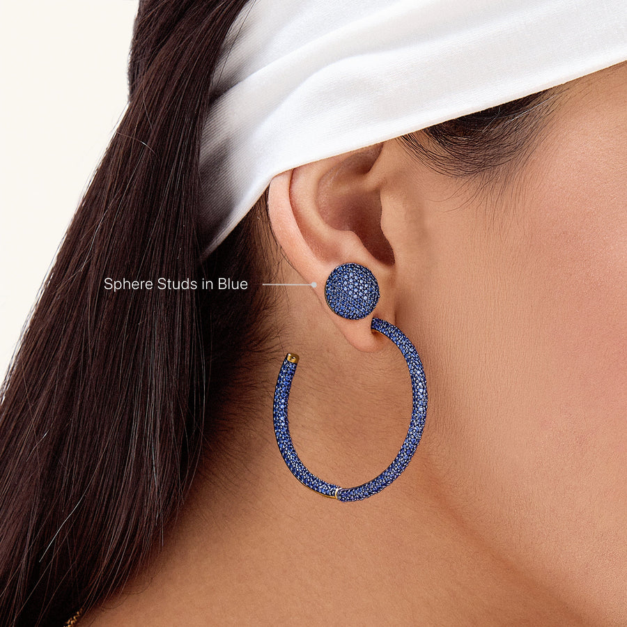 Hello Ella Sphere Studs in Blue