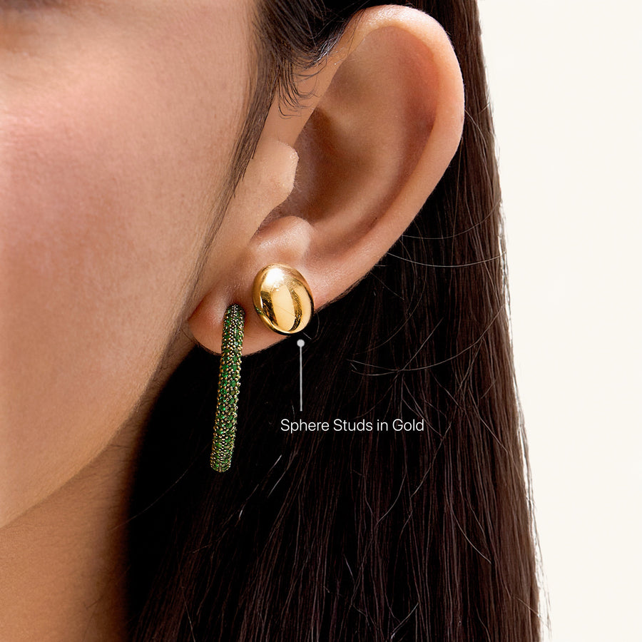 Hello Ella Sphere Studs in Gold