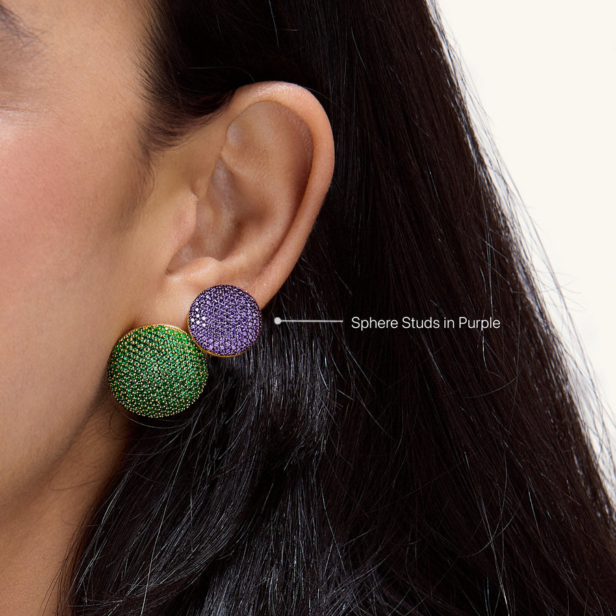 Hello Ella Sphere Studs in Purple