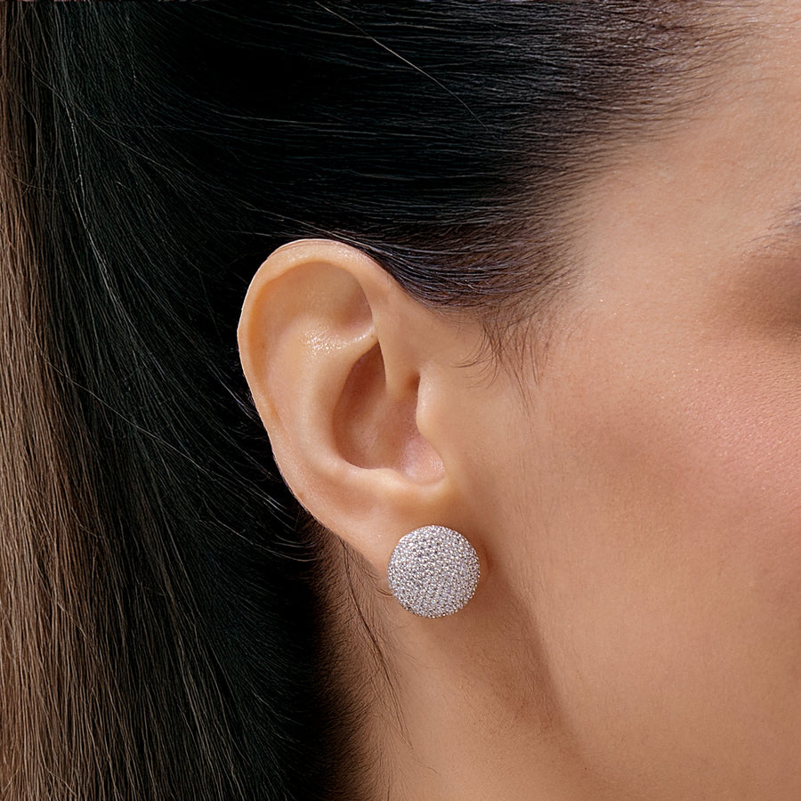 Hello Ella Sphere Studs in White