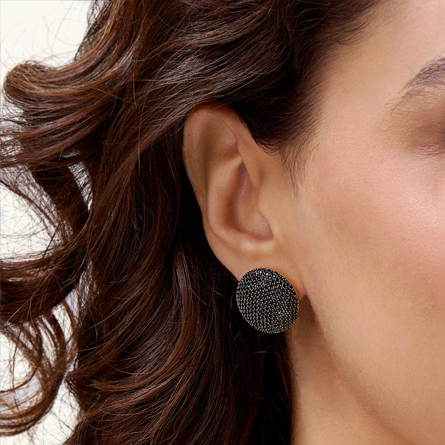 Hello Ella Sphere Studs in Black