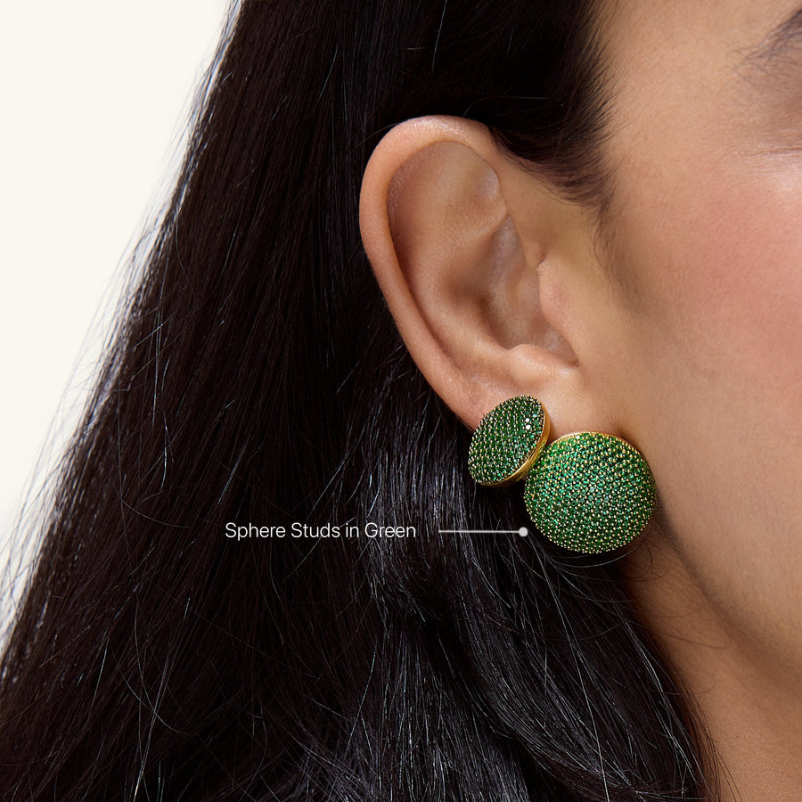 Hello Ella Sphere Studs in Green