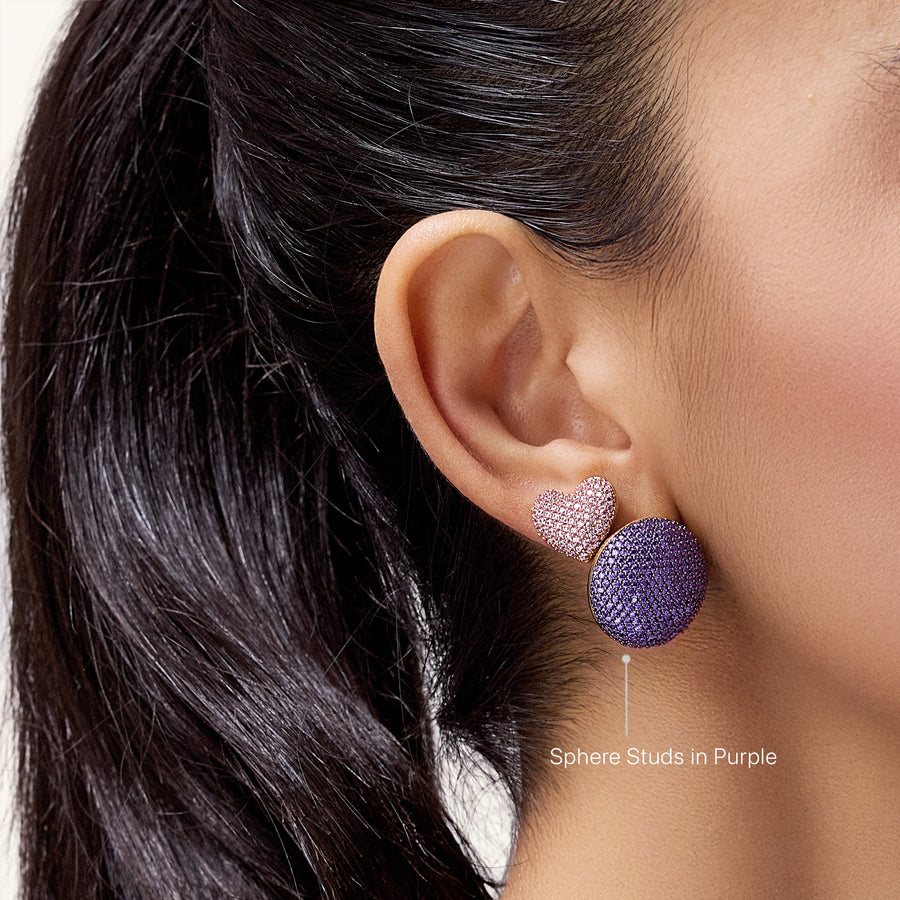 Hello Ella Sphere Studs in Purple