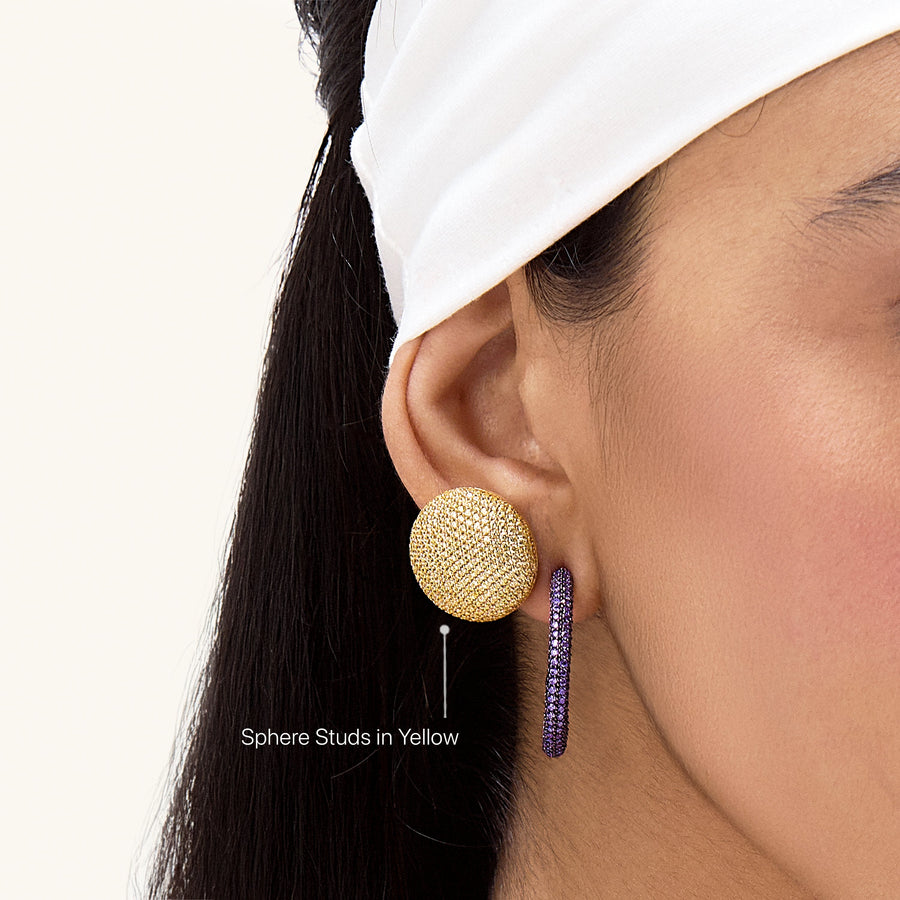 Hello Ella Sphere Studs in Yellow