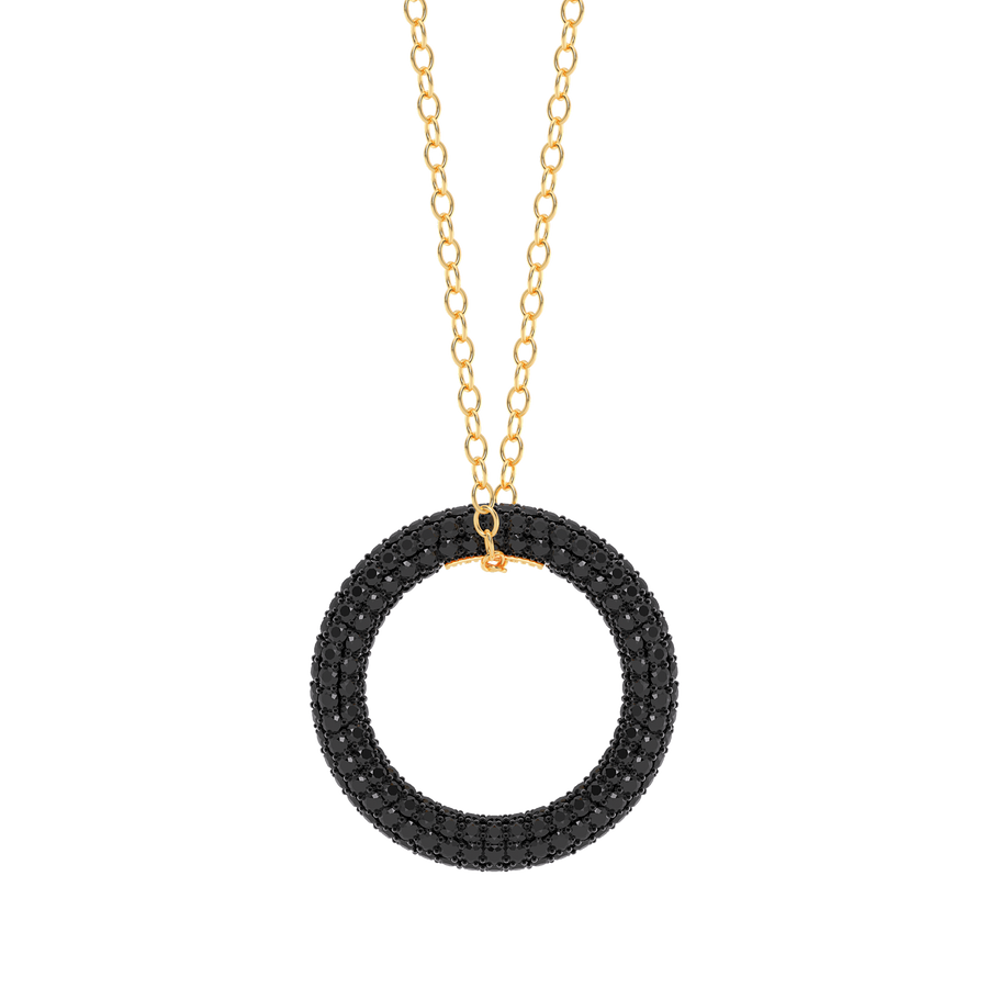 Hello Ella Full Circle Pendant Necklace in Black