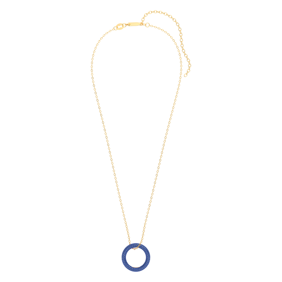 Hello Ella Full Circle Pendant Necklace in Blue