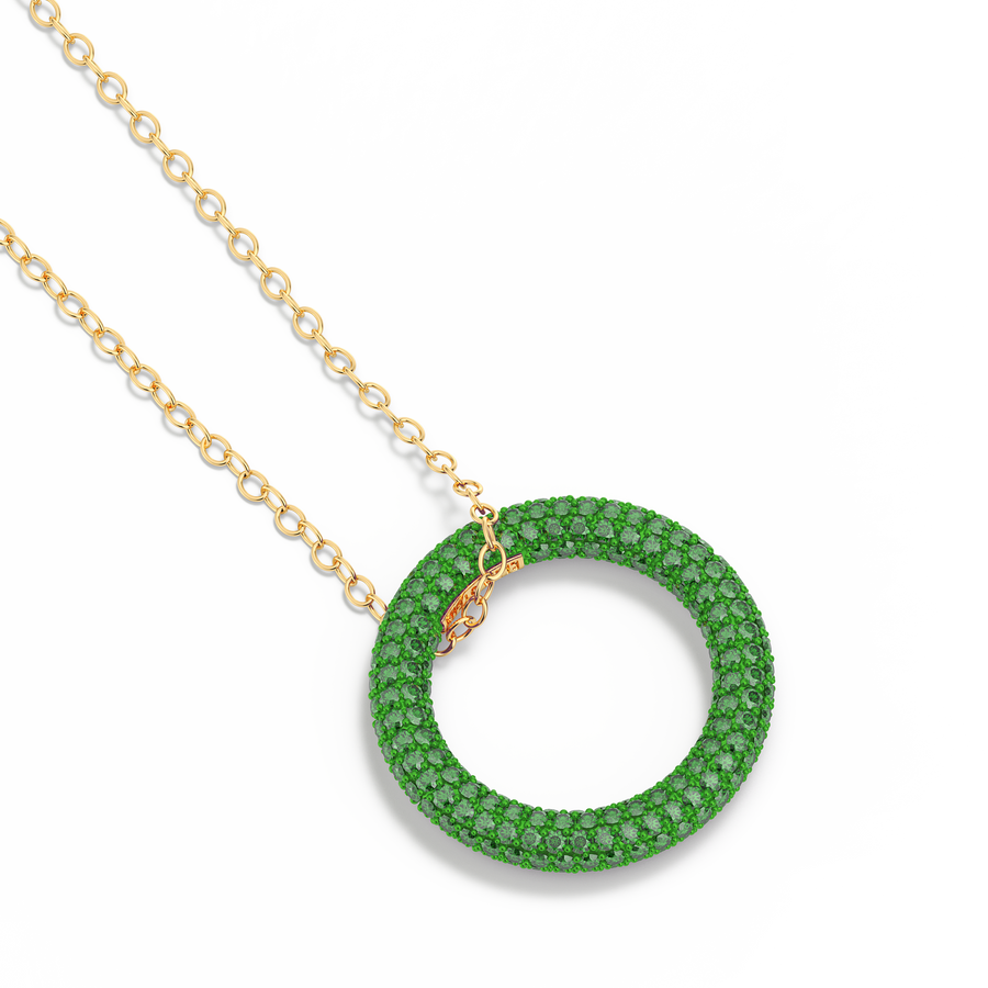 Hello Ella Full Circle Pendant Necklace in Green