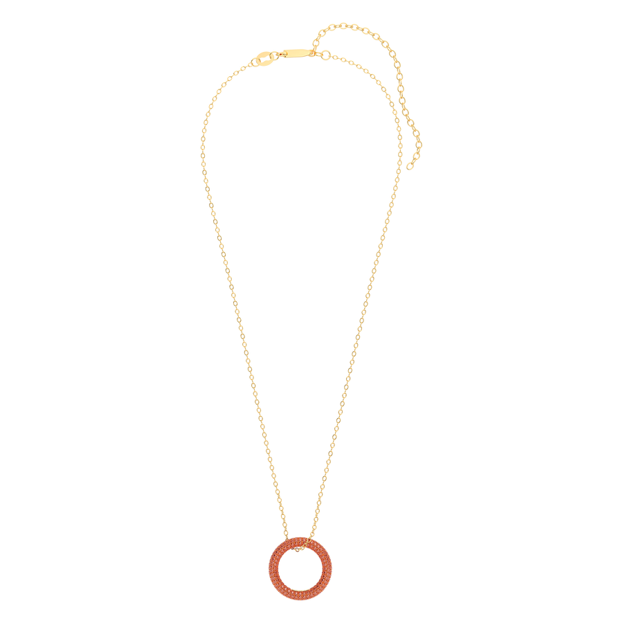 Hello Ella Full Circle Pendant Necklace in Orange