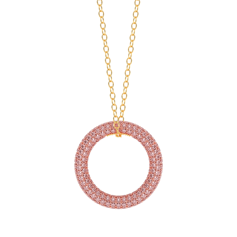 Hello Ella Full Circle Pendant Necklace in Pink