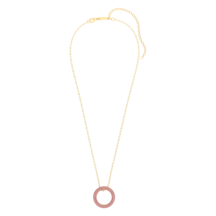 Hello Ella Full Circle Pendant Necklace in Pink