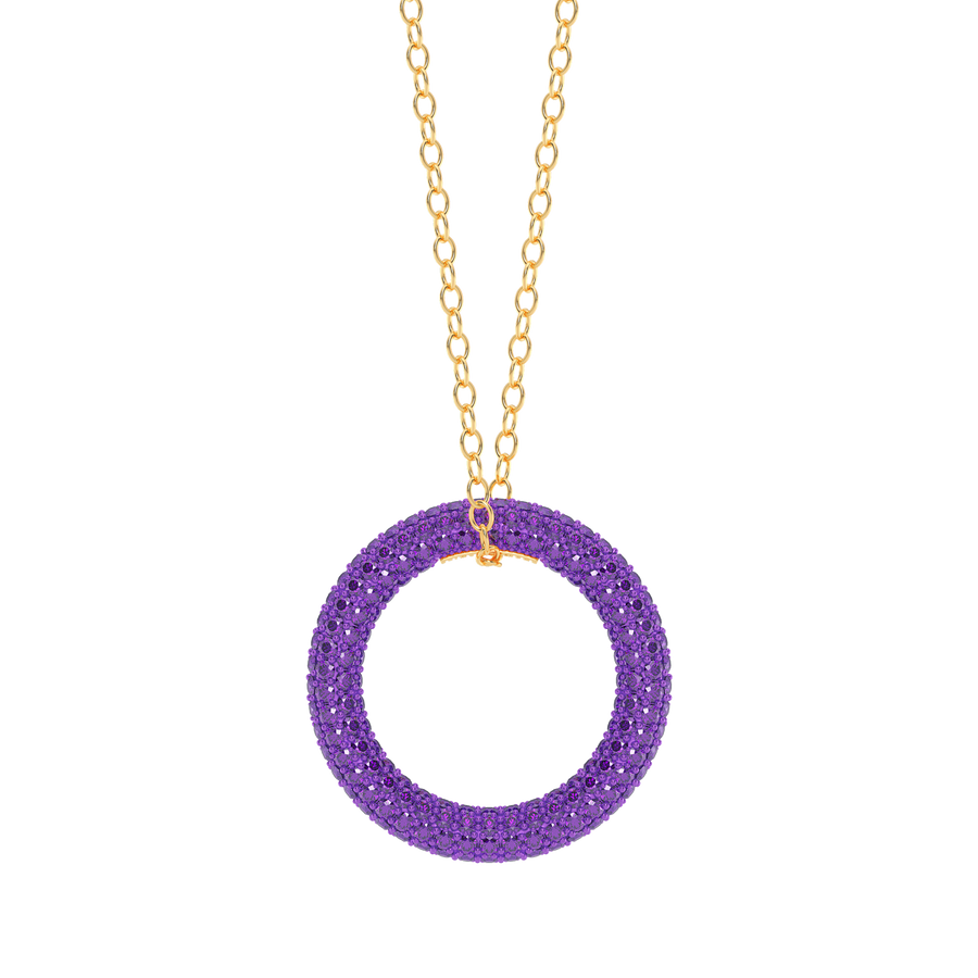 Hello Ella Full Circle Pendant Necklace in Purple