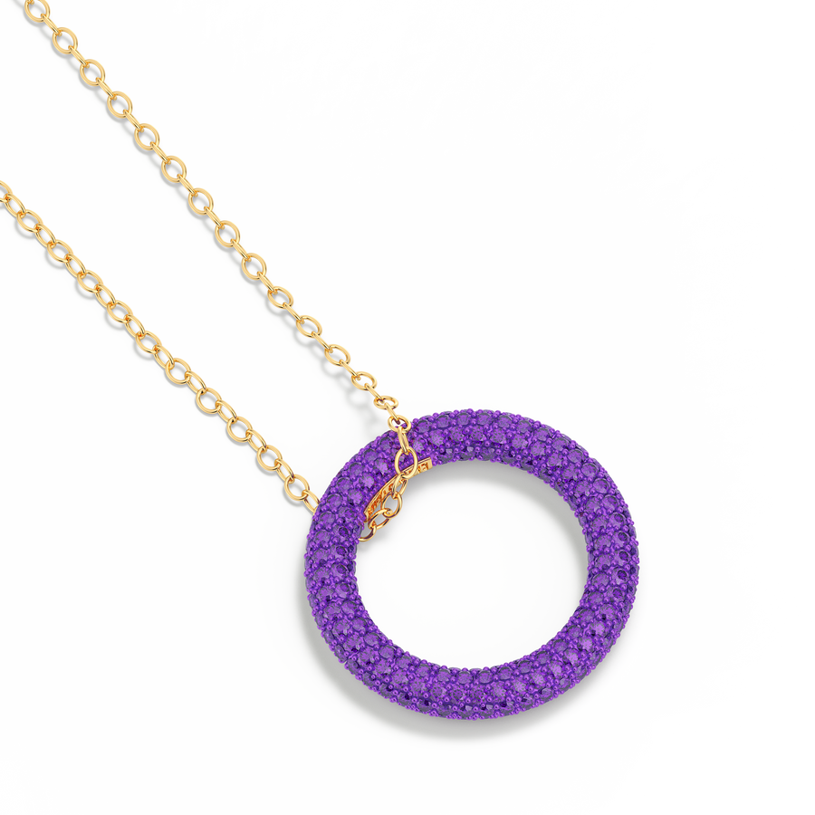 Hello Ella Full Circle Pendant Necklace in Purple