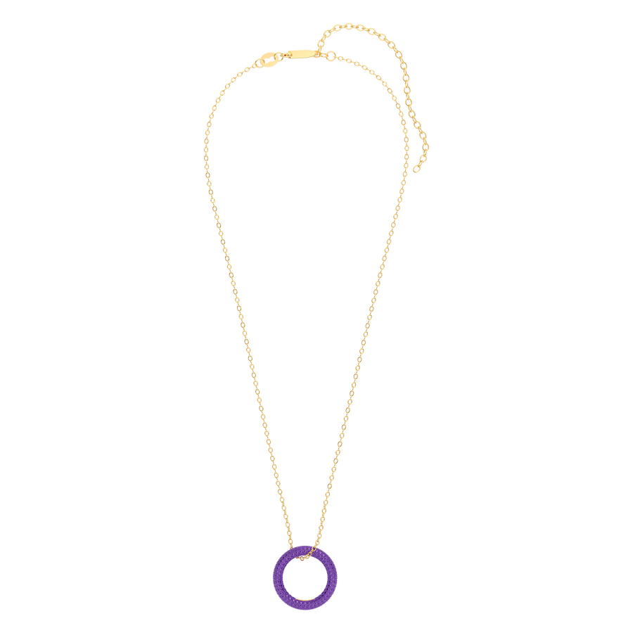 Hello Ella Full Circle Pendant Necklace in Purple