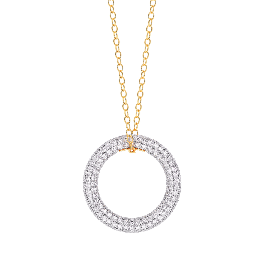 Hello Ella Full Circle Pendant Necklace in White